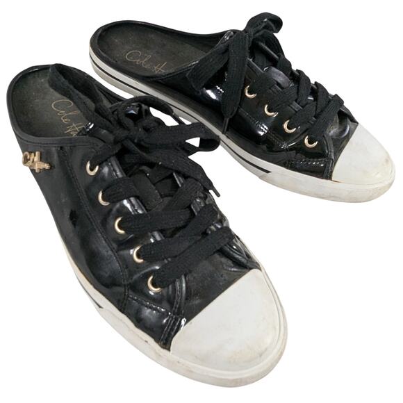 COLE HAAN/NIKE AIR! BLACK PATENT LEATHER MULE STYLE TENNIS SHOES, SNEAKERS! SZ 9 - Picture 1 of 11